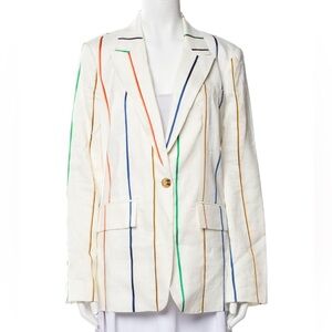 Derek Lam 10 Crosby Womens One Button Striped Blazer Jacket White
Multi‎ Size 4